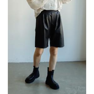 パンツ 合皮ショートパンツ/PUハーフパンツ/フェイクレザー