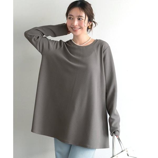tシャツ ＼新色登場／エンボス加工Aラインフレアチュニック レディース