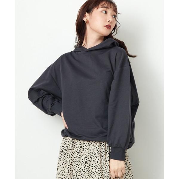 パーカー 後ろ裾しぼりオーバーサイズパーカー レディース