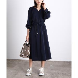 ワンピース 細リボン付き切り替えワンピース