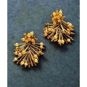 ピアス リブ　イン　コンフォート　顔まわりを華やかに　ビーズの大ぶり映えイヤアクセ