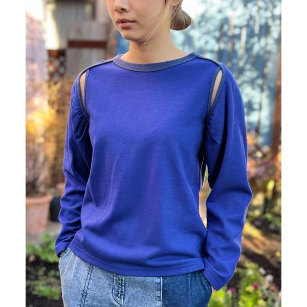 tシャツ ウールジャージアームカッティングトップス レディース