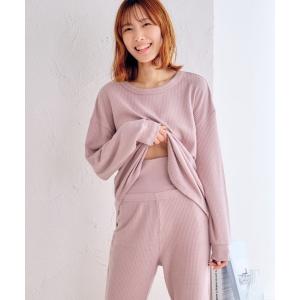パジャマ ルームウェア 「温活・冷え対策に」ふんわりワッフル 腹巻付き ルームウェア 長袖 上下 セットアップ レディース