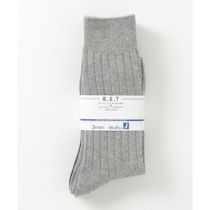 靴下 【BLUE STANDARD】ウール混クルー３Ｐソックス　靴下　3足組