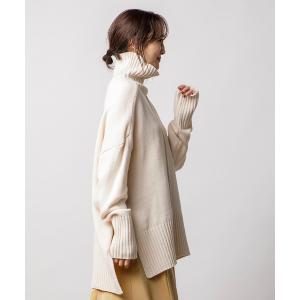 ニット セーター サイドスリットタートルネックニットプルオーバー（ロング） レディース