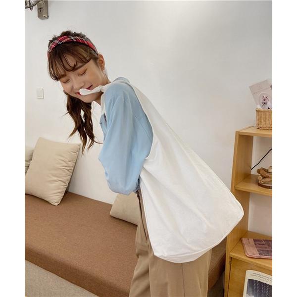 トートバッグ 肩リボンデザイン無地トートバッグ レディース