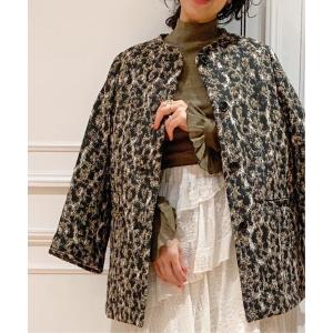 ジャケット ブルゾン IENA LA BOUCLE レオパードジャガード キルトブルゾン◆