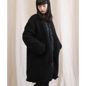 ノーカラーコート コート ノーカラーリバーシブル ボア