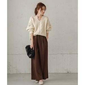 パンツ ウエストゴムコーデュロイワイドパンツ