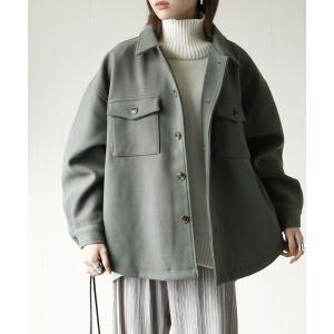 ブルゾン アウター ウールライクバックスリットCPOシャツジャケット レディース