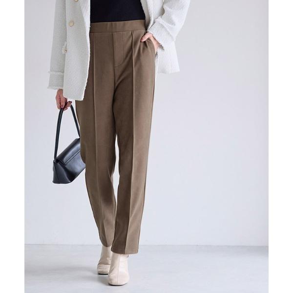 パンツ 「保湿」「起毛」カット起毛ピンタックテーパードパンツ レディース