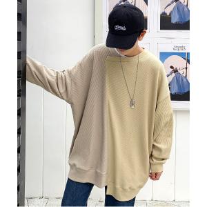 tシャツ Tシャツ 【neos -addictive design-】ビッグシルエット 切替 リメイク アシンメトリー ワッフルTシャツ