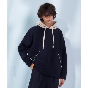 パーカー 「Loose」オーバーサイズ 裏起毛 Wジップポケット バイカラーパーカー メンズ レディース
