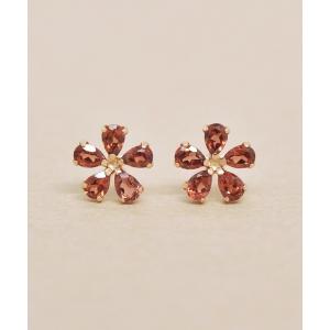 TAKE-UP テイクアップ K18・K10ガーネットフラワーピアス（PG