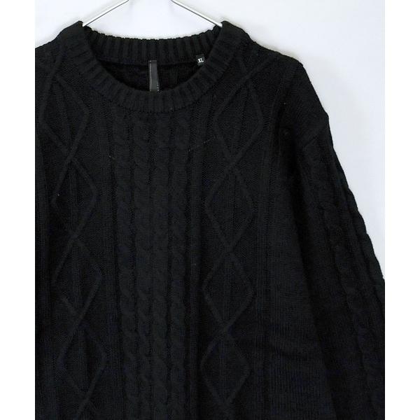 セーター ニット アラン編みクルーネックセーター(IR) オーバーサイズ メンズ レディース メンズ...