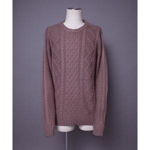 セーター ニット Z)「BLINGLEADS」18800 5GGアクリルケーブルクルーネック メンズ レディース