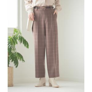パンツ あったかウツクシルエットストレートパンツ柄/895098 レディース