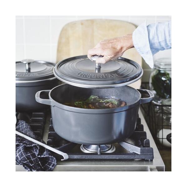 鍋 フェザーウェイト ココットラウンド 22cm GY 「GreenPan グリーンパン」