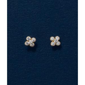 ピアス 「K10」フラワービジューピアス/お花/BOXつき レディース