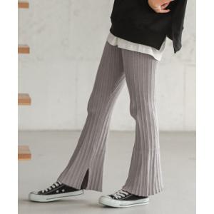 パンツ フレアリブニットパンツ