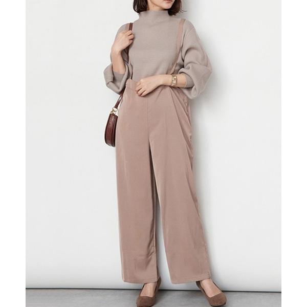 サロペット オーバーオール サロペットマットサテンパンツ レディース