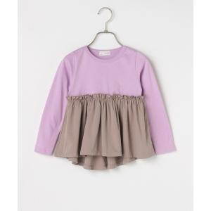 tシャツ Tシャツ ペプラムフリルギャザー長袖Tシャツ