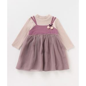 ワンピース チェリーつきチュールキャミドッキングワンピース