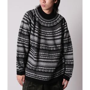 ニット WEB限定 ビッグシルエット オーバーサイズ フェアアイル柄 クルーネックニット/オーバーサイズニット