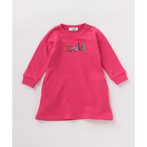 ワンピース 裏毛 ミルズロゴ柄刺しゅうワンピース