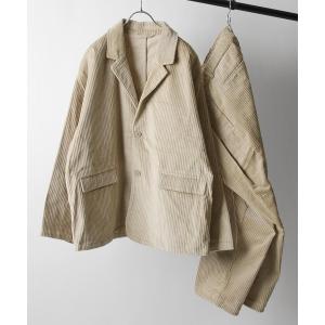 セットアップ 古着風親子コーデュロイワイドライトシングルテーラード＆テーパードパンツセットアップ