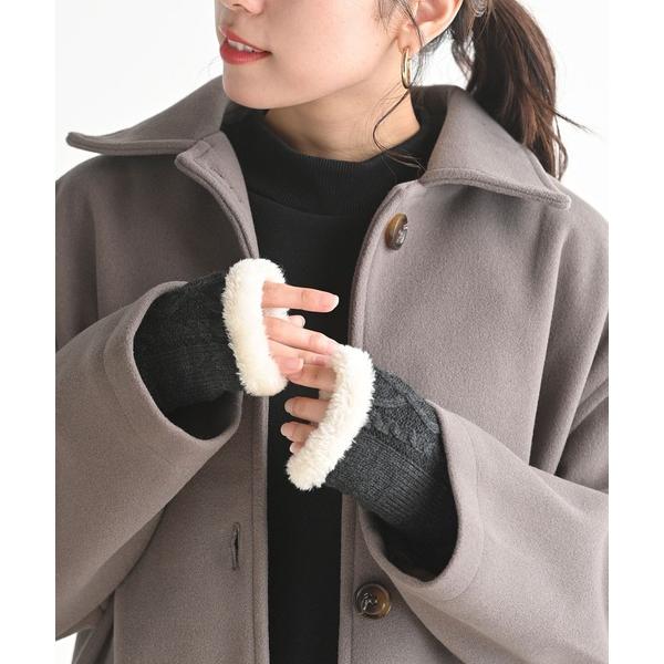 手袋 ケーブル編みハンドウォーマー レディース