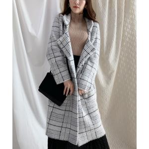 ニット 【STYLE4】チェックシャギーニットコーディガン