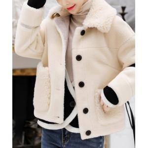 ジャケット テーラードジャケット フロントボタン　もこもこボア　ショートジャケットコート ama