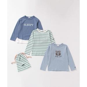 tシャツ Tシャツ 【プチプラ通園セット】巾着付きＴシャツ3枚セット　ブルー