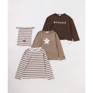 tシャツ Tシャツ 【プチプラ通園セット】巾着付きＴシャツ3枚セット ブラウン