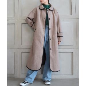 ステンカラーコート ニットメルトンステンカラーパイピングコート