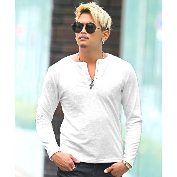 tシャツ スラブヘンリーネック長袖Tシャツ メンズ