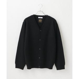 カーディガン 【ARGENTINA WOOL/アルゼンチンウール】畦編みVネックニットカーディガン