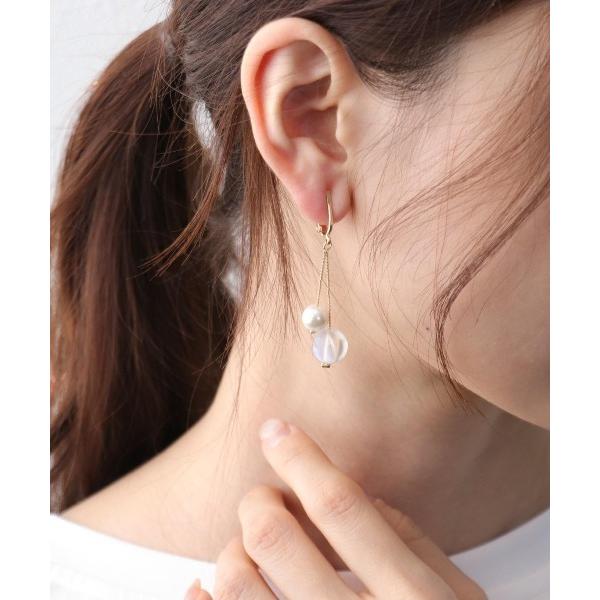 イヤリング オーロラ×パールイヤリング レディース
