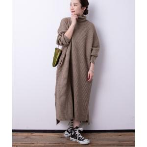ワンピース 「WEB限定」ビッグシルエット タートルネックニットワンピース(ロングワンピース)