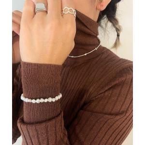 バングル パール歪みフックブレスレット