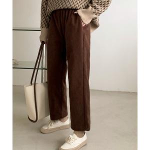 パンツ コーデュロイセミワイドパンツ レディース