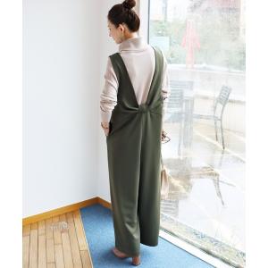 サロペット オーバーオール きれいめポンチVネックバックリボンサロペット