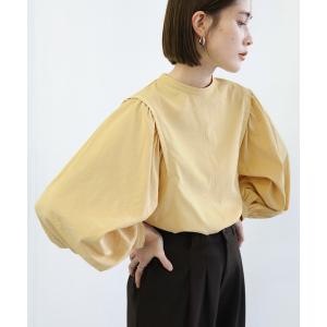 シャツ ブラウス ノーカラ―ボリューム切替ブラウス