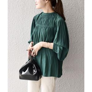 シャツ ブラウス *シャーリングバックタイブラウス◇