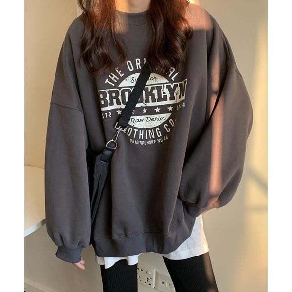 トレーナー スウェット 韓国風 ビッグシルエット カレッジロゴ プルオーバー スウェット トレーナー...