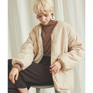 ジャケット ノーカラージャケット キルトリバーシブルドロストボアコート