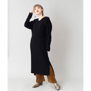 ワンピース ラグランリブニットワンピース