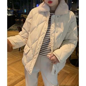 ジャケット ブルゾン エコファー襟付きキルティングジャケット