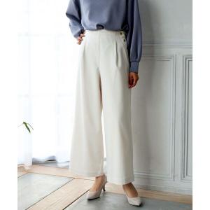 パンツ サイドボタンタックワイドパンツ